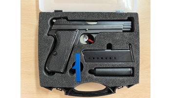 Occasionspistole, Sig, P210-2, Kal. 9mm Para, inkl. Zubehör, blaue Ladehilfe