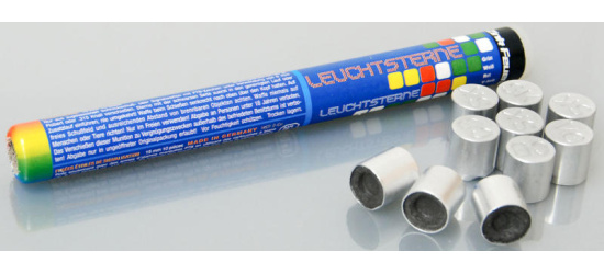 Leuchtsterne Notsignal, von Zink Feuerwerk, 15mm, grün, weiss, rot, gelb, 10 Schuss